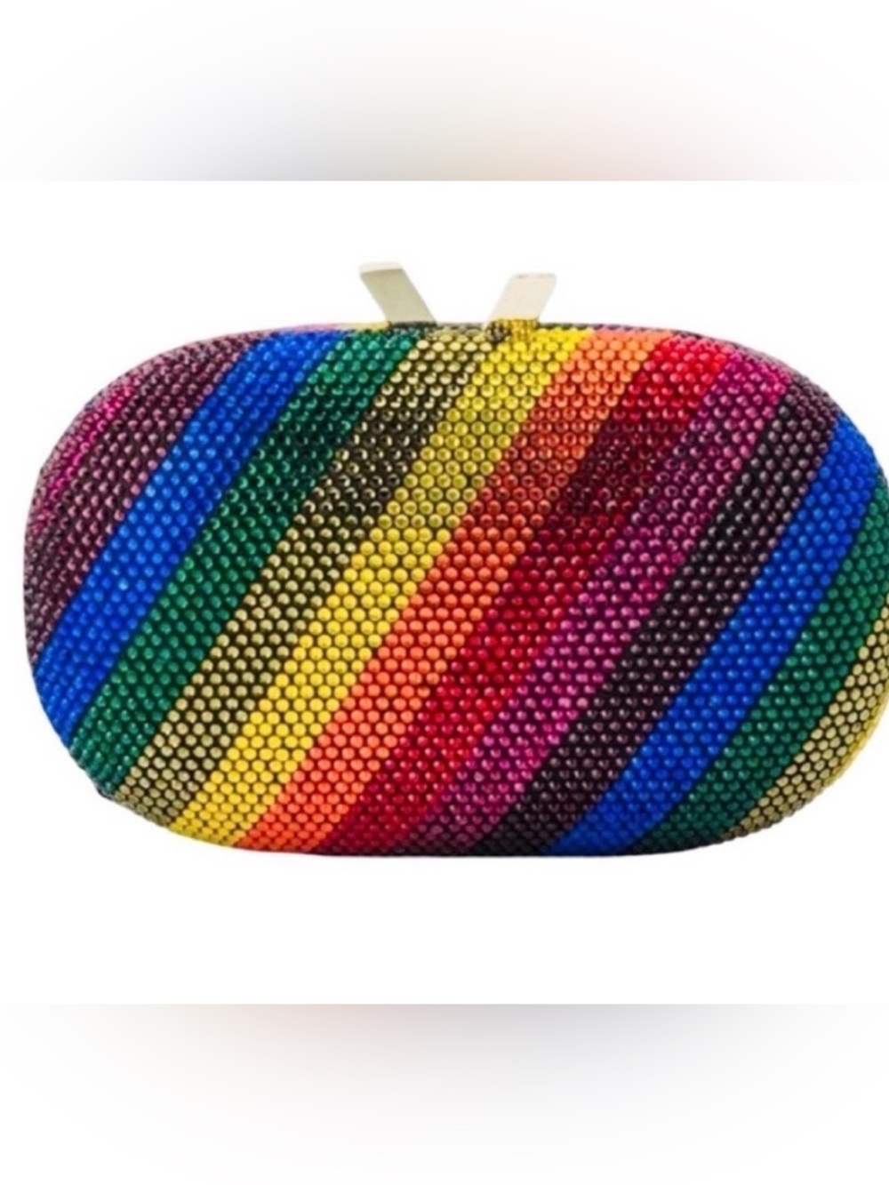 Olga Berg Pot of Gold Rainbow Crystal Bag - 4.75”H x 7.5”W x 2.75”D